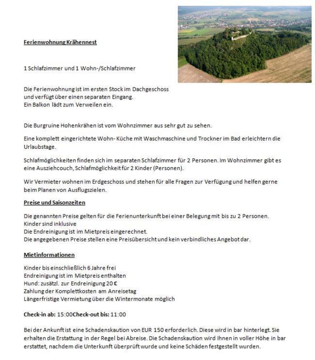 Ferienwohnung Kraehennest In Den Hegaubergen - Naehe Bodensee Muhlhausen-Ehingen Exterior foto